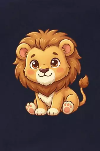 Boys cotton navy blue kawaii baby lion printed nightsuit