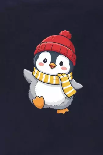 Boys cotton navy blue waving penguin printed nightsuit