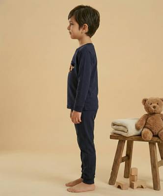 Boys cotton navy blue animal academy printed nightsuit 3