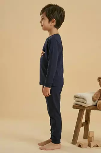 Boys cotton navy blue animal academy printed nightsuit