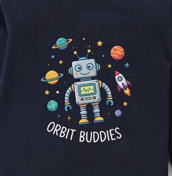 Boys cotton navy blue orbit buddies printed nightsuit 5