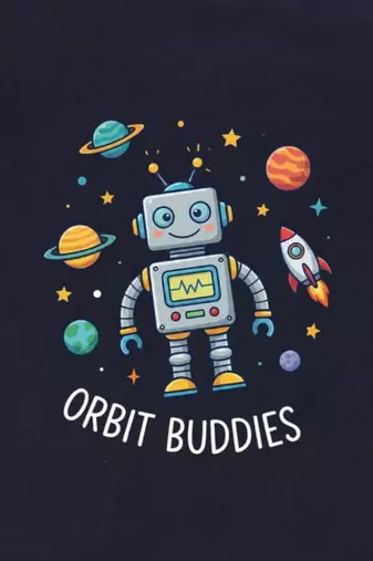 Boys cotton navy blue orbit buddies printed nightsuit