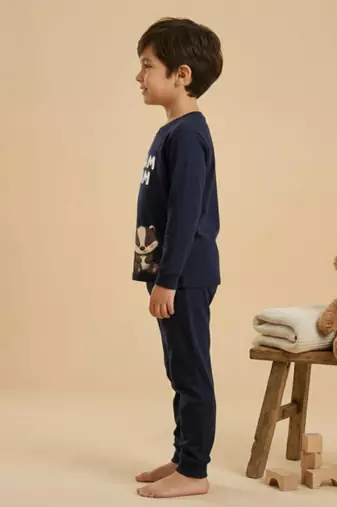 Boys cotton navy blue best friends dream printed nightsuit