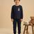 Boys cotton navy blue space raccoon pocket printed nightsuit