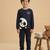 Boys cotton navy blue panda hugs printed nightsuit