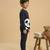 Boys cotton navy blue panda hugs printed nightsuit