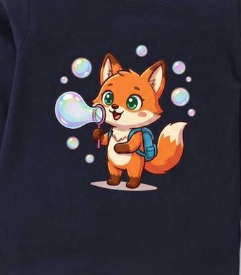 Boys cotton navy blue bubble fox printed nightsuit 5
