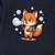 Boys cotton navy blue bubble fox printed nightsuit