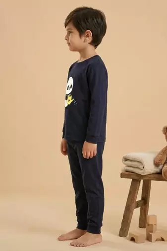 Boys cotton navy blue kind days panda printed nightsuit