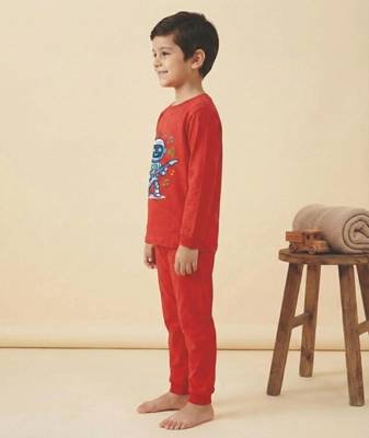 Boys cotton red rockstar robot nightsuit 3