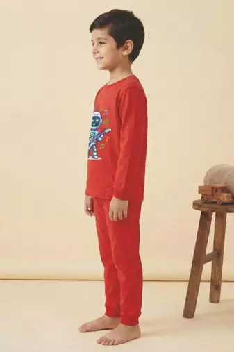 Boys cotton red rockstar robot nightsuit