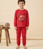 Boys cotton red twinkle stars printed nightsuit