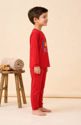 Boys cotton red twinkle stars printed nightsuit 3