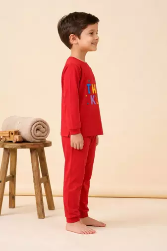Boys cotton red twinkle stars printed nightsuit