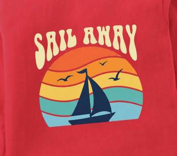 Boys cotton red sunset sailing printed nightsuit 5