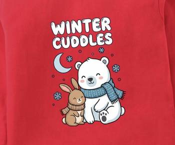 Boys cotton red cuddly winter printed nightsuit 5