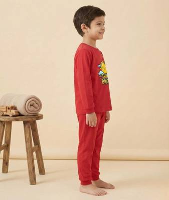 Boys cotton red shine bright sun printed nightsuit 3