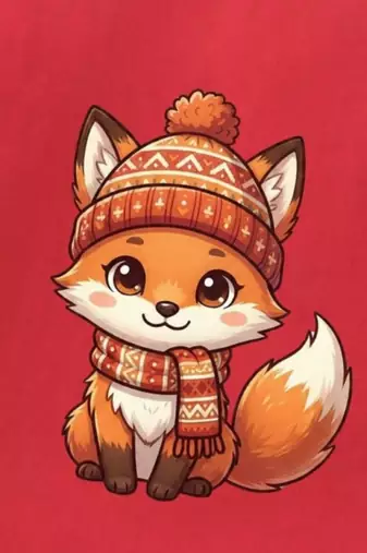 Boys cotton red cozy fox printed nightsuit