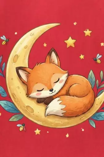 Boys cotton red starry night fox printed nightsuit