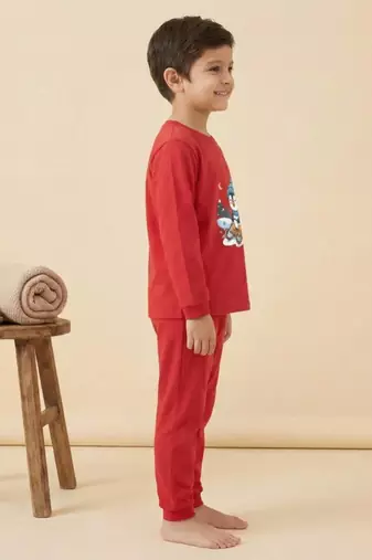 Boys cotton red penguin fun ride printed nightsuit