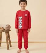 Boys cotton red cute koala crew printed nightsuit