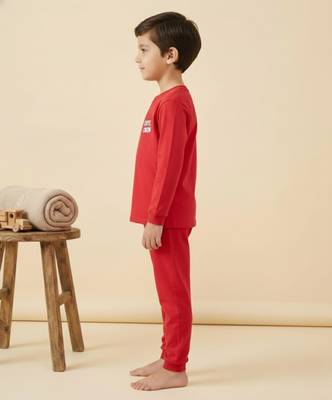Boys cotton red cute koala crew printed nightsuit 3