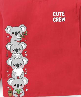 Boys cotton red cute koala crew printed nightsuit 5