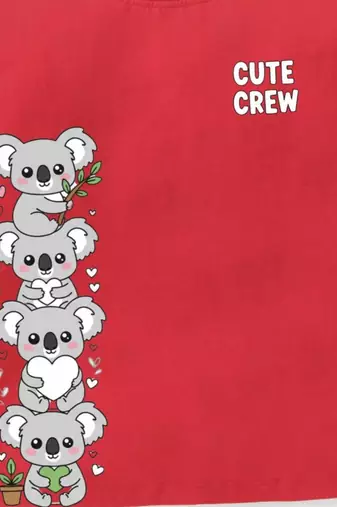 Boys cotton red cute koala crew printed nightsuit