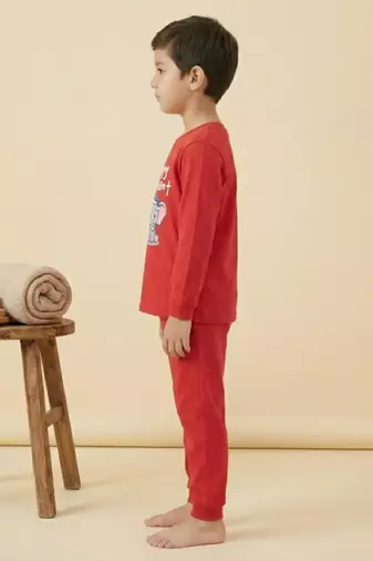 Boys cotton red sleepy baby elephant printed nightsuit