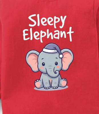 Boys cotton red sleepy baby elephant printed nightsuit 5