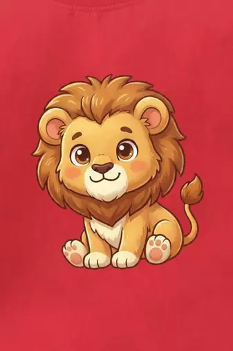 Boys cotton red kawaii baby lion printed nightsuit