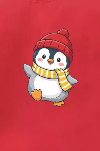 Boys cotton red waving penguin printed nightsuit