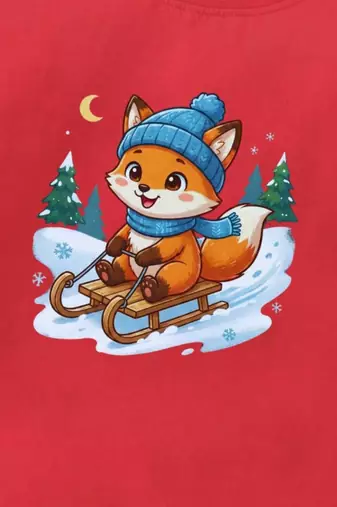 Boys cotton red foxy fun ride printed nightsuit