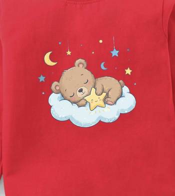 Boys cotton red bedtime bear printed nightsuit 5