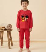 Boys cotton red animal academy printed nightsuit
