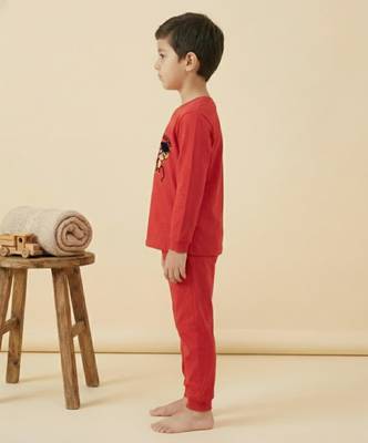 Boys cotton red animal academy printed nightsuit 3