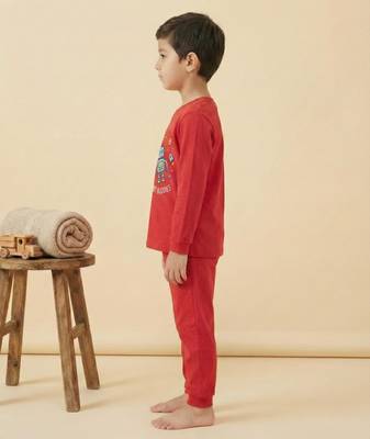 Boys cotton red orbit buddies printed nightsuit 3