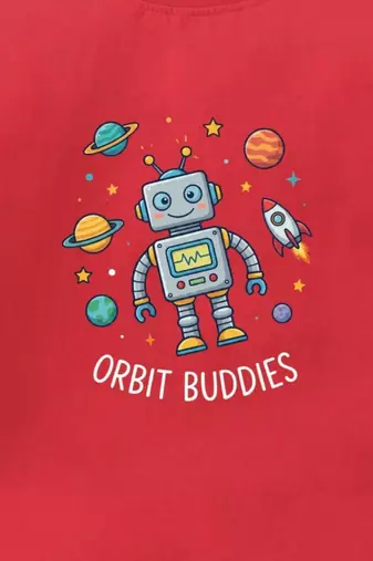 Boys cotton red orbit buddies printed nightsuit
