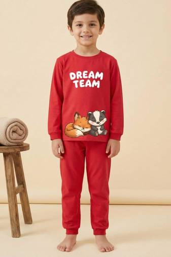 Boys cotton red best friends dream printed nightsuit
