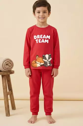 Boys cotton red best friends dream printed nightsuit