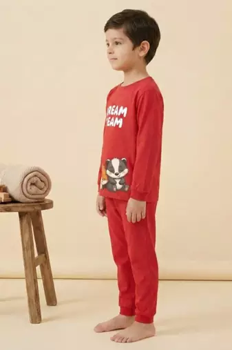 Boys cotton red best friends dream printed nightsuit