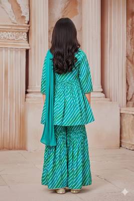 Light Green girl's Sharara style ReadyMade Salwar Suit for Girls 2
