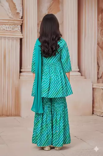 Light Green girl's Sharara style ReadyMade Salwar Suit for Girls