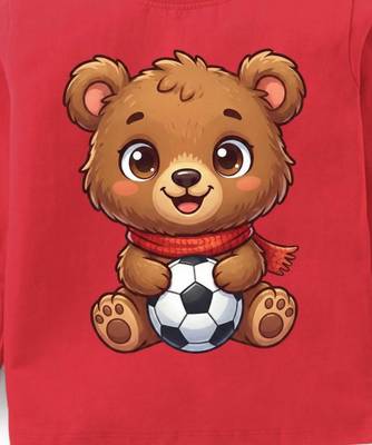 Boys cotton red soccer bear printed nightsuit 5
