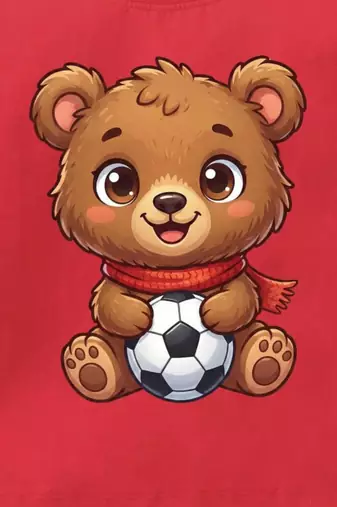 Boys cotton red soccer bear printed nightsuit