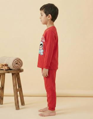 Boys cotton red space explorer printed nightsuit 3