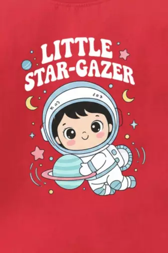 Boys cotton red space explorer printed nightsuit