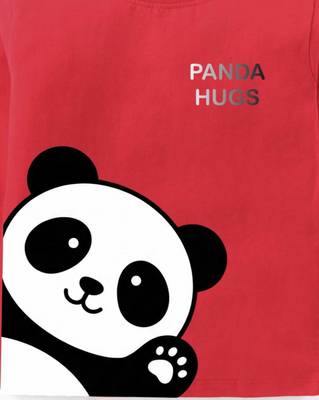 Boys cotton red panda hugs printed nightsuit 5