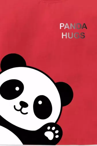 Boys cotton red panda hugs printed nightsuit