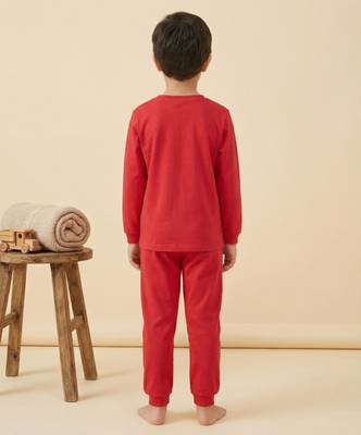 Boys cotton red best friends cuddle printed nightsuit 2